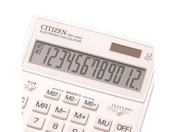 Eleven Calculator Eleven Calculator SDC444XRWHE, hvit, stasjonær, 12 plasser, dobbel strømforsyning