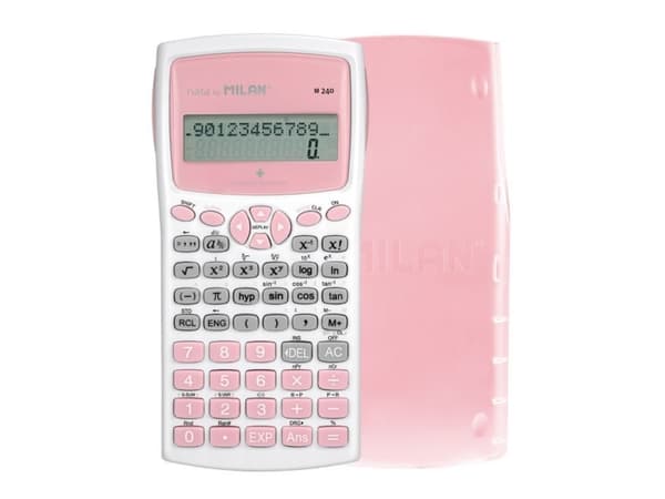 Milan M240, Lomme, Vitenskaplig, 12 sifre, 2 linjer, Batteri, Rosa, Hvit Rosa, Hvit