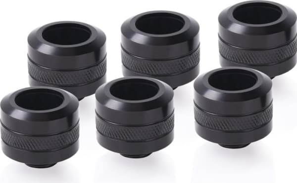 Alphacool Eiszapfen Pro Connector 16mm Hardtube Fitting G1/4, 6-Pack - Svart