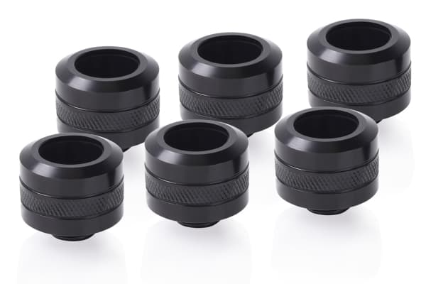 Alphacool Eiszapfen Pro Connector 16mm Hardtube Fitting G1/4, 6-Pack - Svart