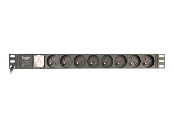 EnerGenie EG-PDU-014-FC14 - Strømfordelerenhet (kan monteres i rack) - AC 250 V - 2500 watt - utgangskontakter: 8 (8 x IEC 60320 C14) - 1U - 3 m kabe