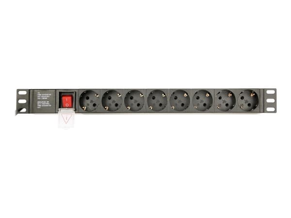 EnerGenie EG-PDU-014-C14 - Strømfordelerenhet (kan monteres i rack) - AC 250 V - 3680 watt - utgangskontakter: 8 (8 x IEC 60320 C14) - 1U - 3 m kabel