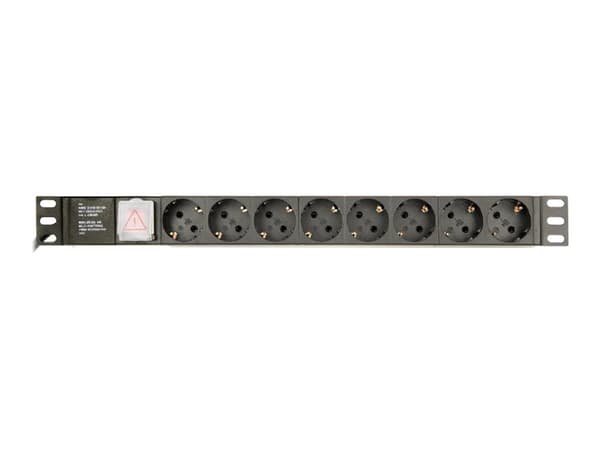 EnerGenie EG-PDU-014-C14 - Strømfordelerenhet (kan monteres i rack) - AC 250 V - 3680 watt - utgangskontakter: 8 (8 x IEC 60320 C14) - 1U - 3 m kabel