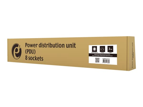EnerGenie EG-PDU-014-C14 - Strømfordelerenhet (kan monteres i rack) - AC 250 V - 3680 watt - utgangskontakter: 8 (8 x IEC 60320 C14) - 1U - 3 m kabel Sort