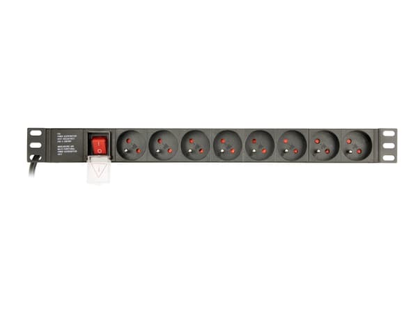 EnerGenie EG-PDU-014-F - Strømfordelerenhet (kan monteres i rack) - AC 250 V - 3680 watt - utgangskontakter: 8 (8 x strøm) - 1U - 3 m kabel
