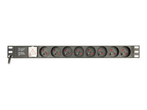 EnerGenie EG-PDU-014-F - Strømfordelerenhet (kan monteres i rack) - AC 250 V - 3680 watt - utgangskontakter: 8 (8 x strøm) - 1U - 3 m kabel
