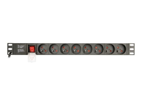EnerGenie EG-PDU-014-F - Strømfordelerenhet (kan monteres i rack) - AC 250 V - 3680 watt - utgangskontakter: 8 (8 x strøm) - 1U - 3 m kabel