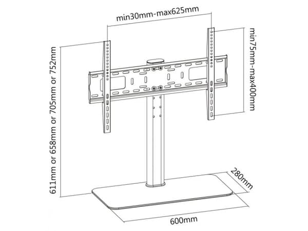 TECHly - Stativ - for LCD-skjerm - svart - skjermstørrelse: 32"-55" - skrivebord