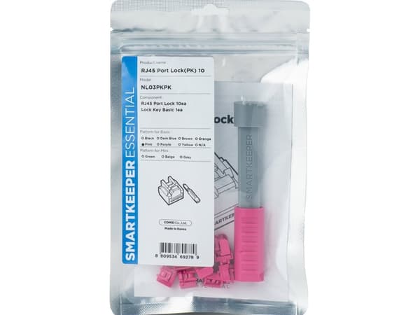 Smartkeeper NL03PKPK, Portblokkering + nøkkel, RJ-45, Rosa, 1 stykker, Polybag, 130 mm