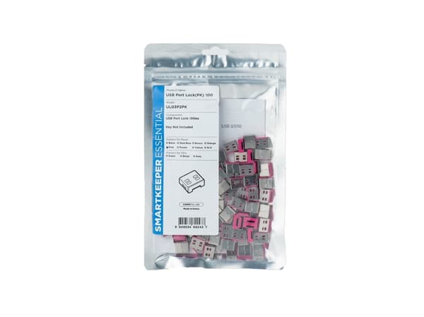 Smartkeeper UL03P2PK, Portblockerare, USB Type-A, Rosa, 1 styck, Polypåse, 130 mm