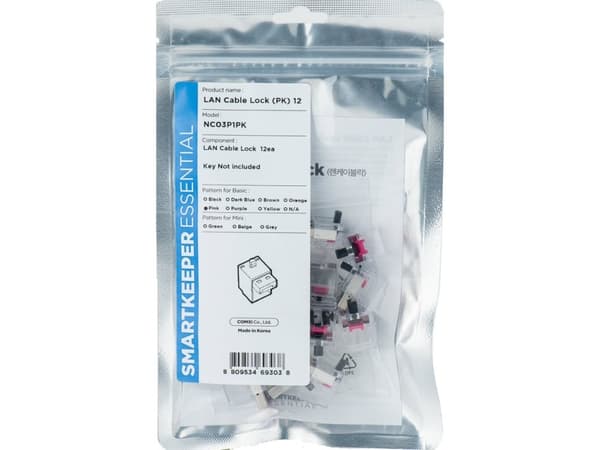 Smartkeeper NC03P1PK, Portblokker, RJ-45, Rosa, 1 stykker, Polybag, 130 mm