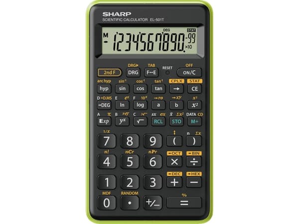 Sharp EL-501T, Lomme, Vitenskaplig, 12 sifre, 1 linjer, Batteri, Sort, Grønn Sort, Grønn