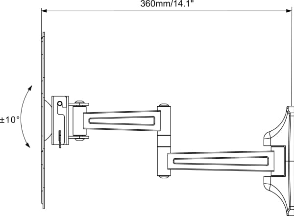Mount Massive MNT 108 - Monteringssats (gränssnittspanel, väggfäste, dubbel svängarm) - för platt panel - svart - skärmstorlek: 19"-37" - monteringsg
