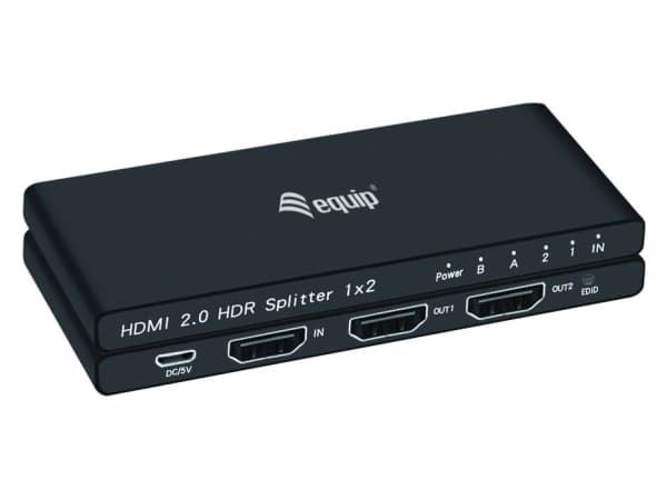 Equip 332716, HDMI, 2x HDMI, 3840 x 2160 pixlar, Svart, Gjuten aluminium, 4K Ultra HD