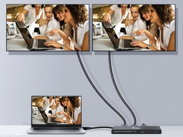 Equip 332716, HDMI, 2x HDMI, 3840 x 2160 pixlar, Svart, Gjuten aluminium, 4K Ultra HD