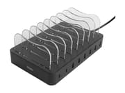 DELTACO DPS-0201 - Ladestasjon - 75 watt - Fast Charge, PD - 8 utgangskontakter (6 x USB, 2 x USB-C) - svart