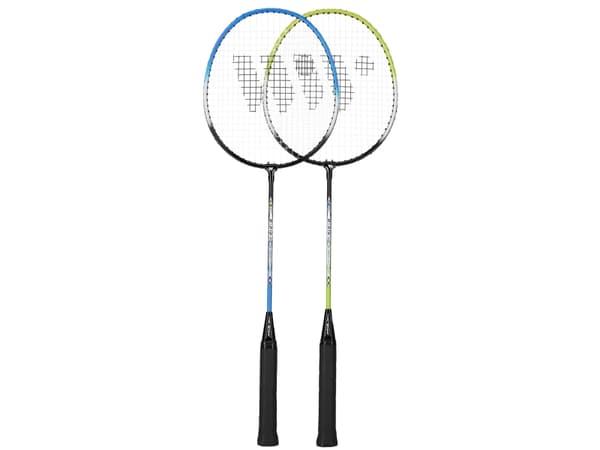 WISH STEELTEC 216K BADMINTONRACKETAR GRÖN+BLÅ + FJÄDERBOLLAR 3 ST WISH