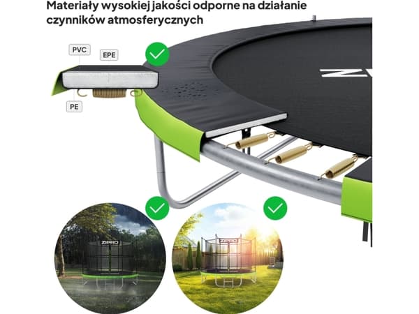 Zipro Jump Pro trädgårdstrampolin med 16FT 496cm innernät + sko väska GRATIS!