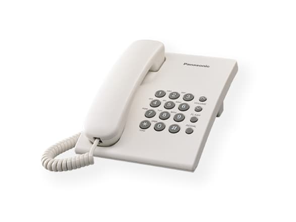 Panasonic KX-TS500, Analog telefon, Kablet håndsett, Høyttalertelefon, Hvit