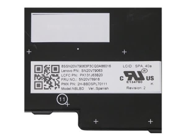Primax - Ersättningstangentbord för bärbar dator - bakgrundsbelyst - spansk - svart - för ThinkPad P15s Gen 1 20T4, 20T5