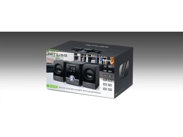 Muse M-38 BT, Kodin mikroaudiojärjestelmä, Musta, 1 levyt, Kiina, 10 W, FM