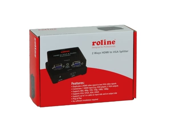 ROLINE 14.01.3526, HDMI, 2x VGA, 1920 x 1080 pixlar, Svart, Metall, Full HD