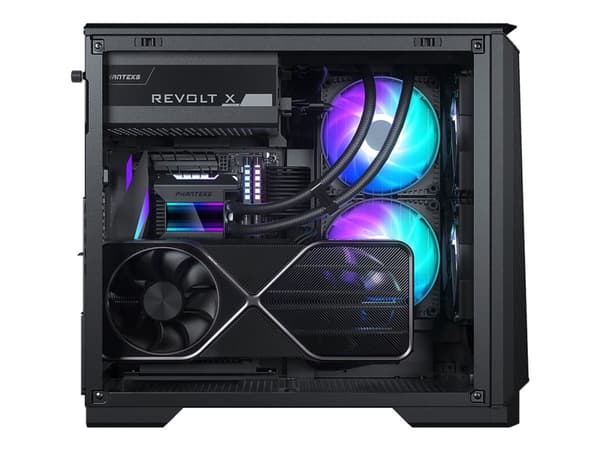 Phanteks Eclipse P200A - Mini-ITX-torn - genomskinlig sidopanel (härdat glas) - ingen strömförsörjning - svart - USB/ljud