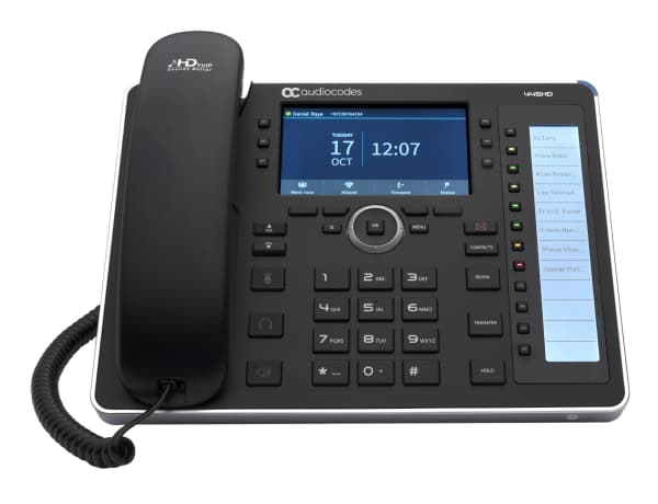 AudioCodes 445HD, IP Phone, Musta, Johdollinen puhelin, SIP-tiedot, 8 linjat, Painikkeet