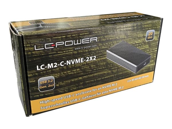 LC Power LC-M2-C-NVME-2X2 - Drevkabinett - M.2 - M.2 NVMe Card - USB 3.2 (Gen 2x2) - svart