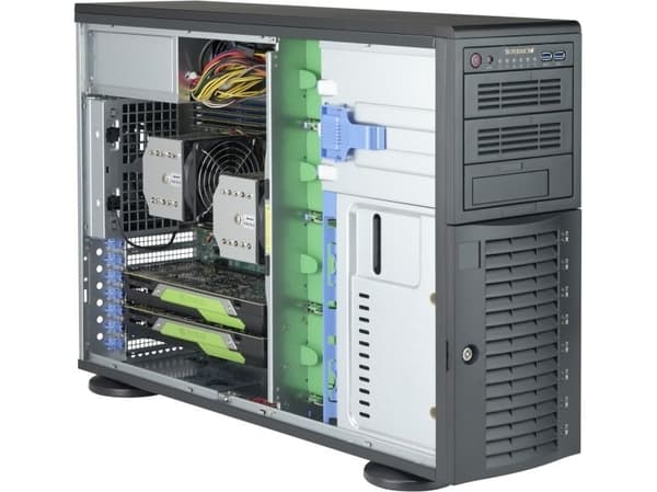 Supermicro SC743 AC-1K26B-SQ - Tower - 4U - utökad ATX - SAS - hot-swap 1200 Watt - svart - USB