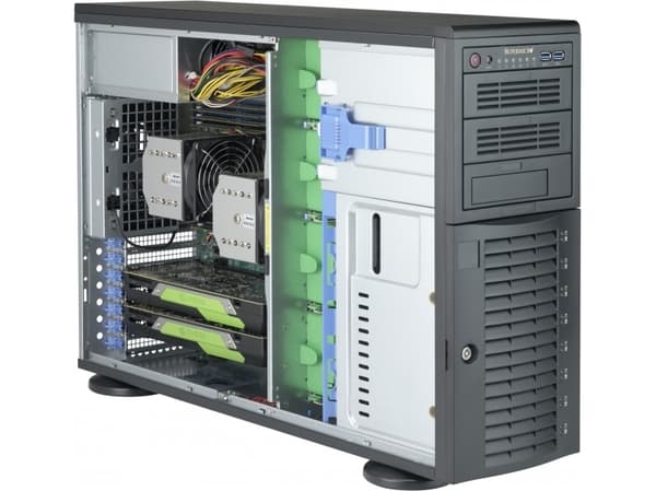 Supermicro SC743 AC-1K26B-SQ - Tower - 4U - utökad ATX - SAS - hot-swap 1200 Watt - svart - USB