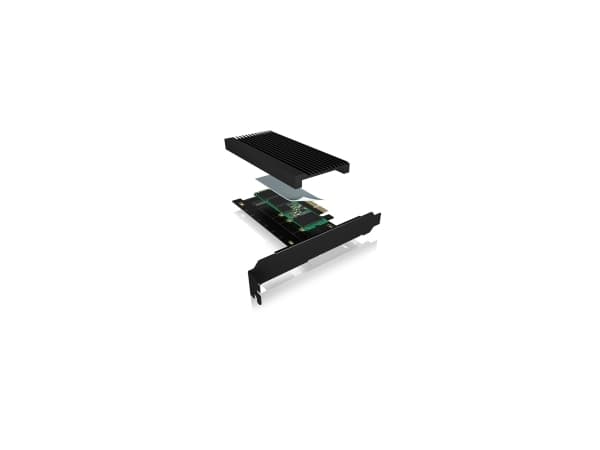 ICY BOX IB-PCI208-HS, PCIe, M.2, Fullhöjd/låg profil, PCIe 4.0, Svart, Passiv