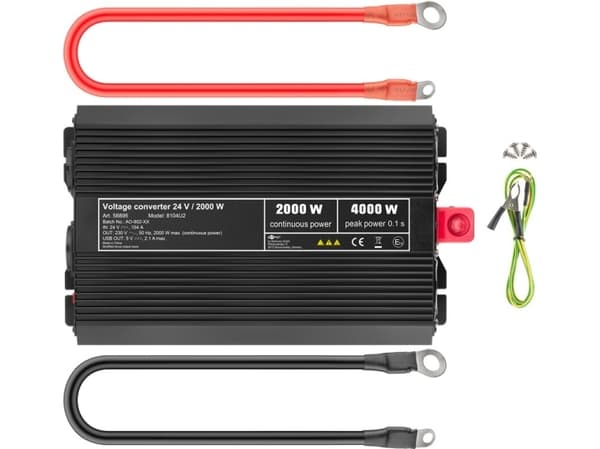 Goobay 58895, Universal, Universal, 24 V, 2000 W, 230 V, DC-to-AC