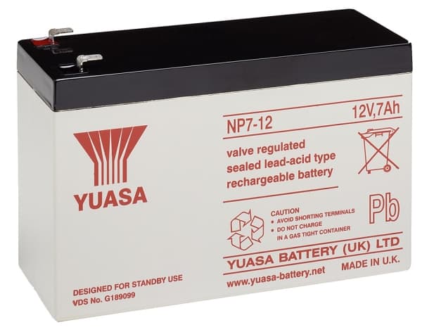 Yuasa NP7-12, Forseglet blysyre (VRLA), 12 V, 1 stykker, Sort, Hvit, 5 år, 20 timer