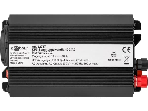 Goobay 52767, Växelriktare för bil, Automatisk, 12 V, 300 W, 230 V, DC-to-AC