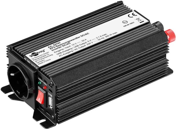 Goobay 52767, Växelriktare för bil, Automatisk, 12 V, 300 W, 230 V, DC-to-AC
