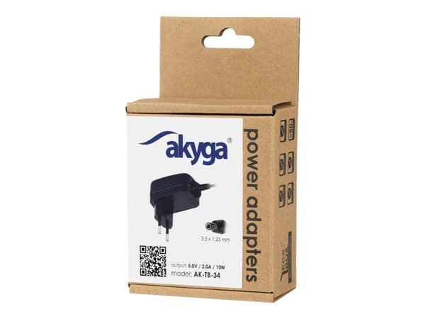 Akyga Universal Series AK-TB-34 - Strømadapter - AC 110-240 V - 10 watt - svart Sort