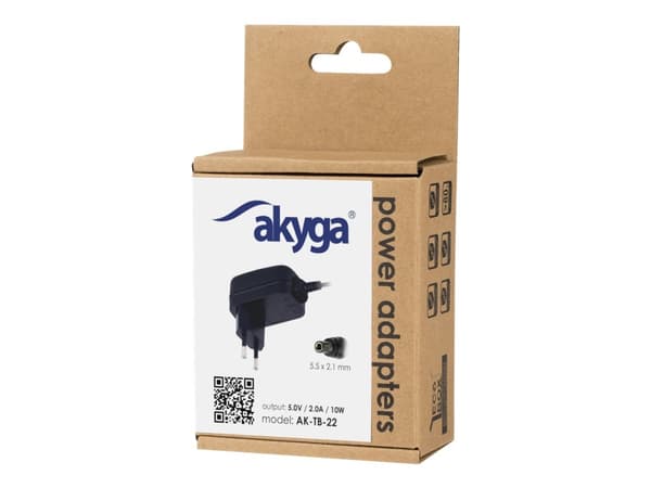 Akyga Universal Series AK-TB-22 - Strømadapter - AC 110-240 V - 10 watt - svart Sort