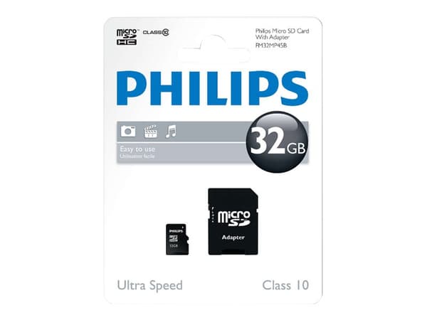Philips FM32MP45B - Flashminnekort (microSDHC til SD-adapter inkludert) - 32 GB - Class 10 - microSDHC