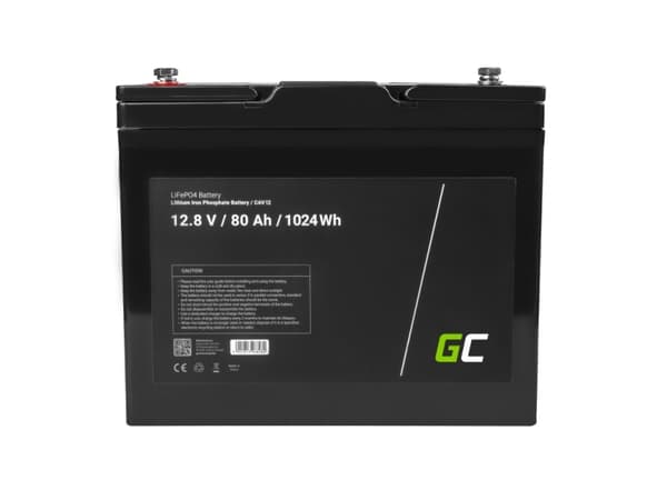 Green Cell CAV12, Litiumjärnfosfat (LiFePo4), 80 Ah, 12 V, Bil, 168 mm, 260 mm