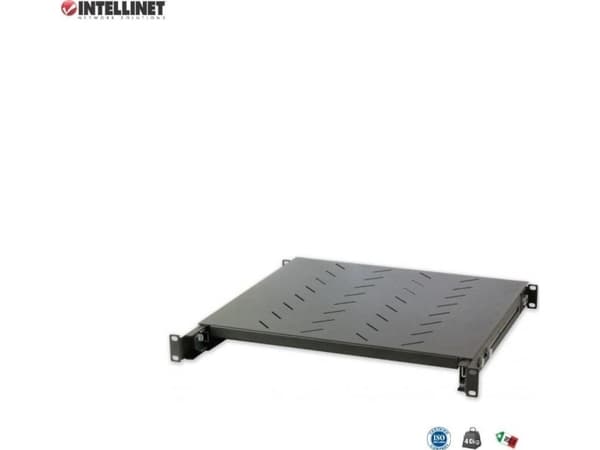 Techly I-CASE SLIDE-350BX, Justerbar hylla, Svart, 40 kg, 1U, 48,3 cm (19"), 445 mm