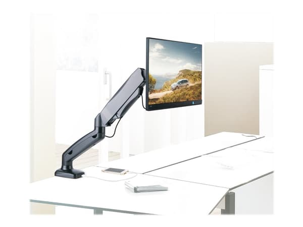 TECHly - Monteringssett - justerbar arm - for LCD-skjerm - svart - skjermstørrelse: 13"-27" - skrivebord, skrivebordsmonterbar Sort