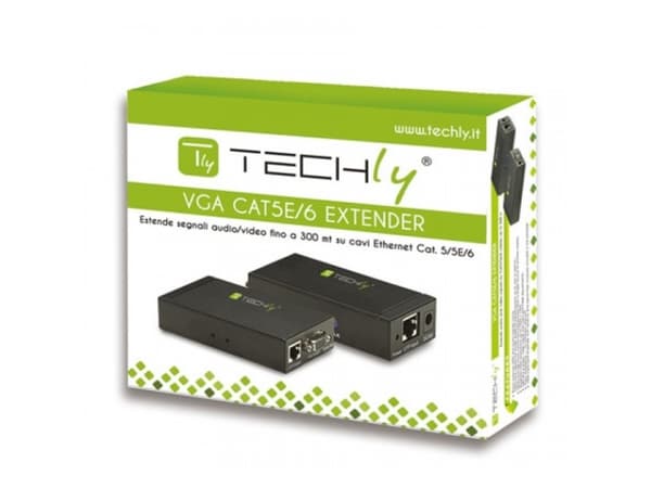 TECHly Amplifier Extender VGA and Audio over Network Cable - Förlängd räckvidd för audio/video - upp till 300 m