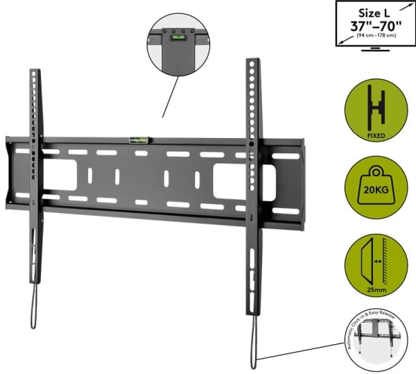 Goobay 49891, 94 cm (37"), 177,8 cm (70"), 200 x 200 mm, 600 x 400 mm, Stål, Sort