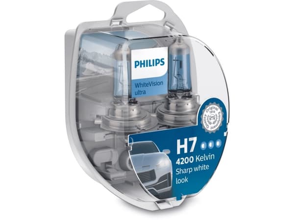 Philips WhiteVision ultra 12972WVUSM auton ajovalopolttimo, 55 W, 12 V, H7, Halogeeni, 4200 K, 1 kpl
