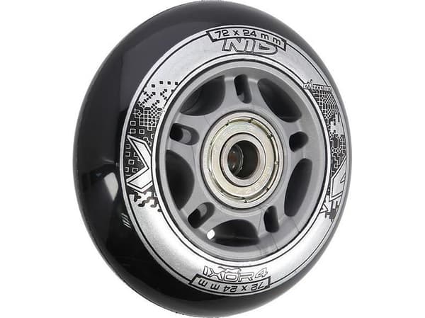 NILS Extreme PU 72x24 82A MUSTA N (4 kpl) + ABEC-9 (8 kpl) NILS EXTREME SETTI