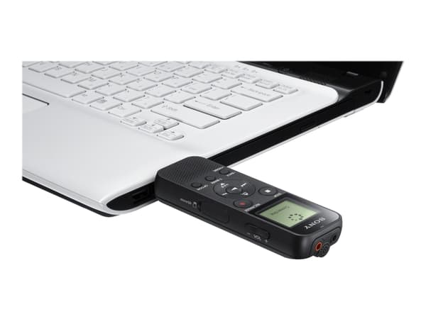 Diktofonas Sony ICD-PX370 MP3 playback, Juodas, 9540 min, MP3, Monaural, Mono Digital Voice Recorder with Built-in USB,