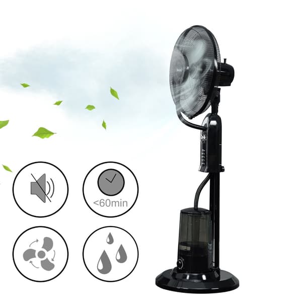 Dimfläkt 125x40x40cm 3 fläkthastigheter fuktfunktion med timer oscillerande funktion svart [in.tec]