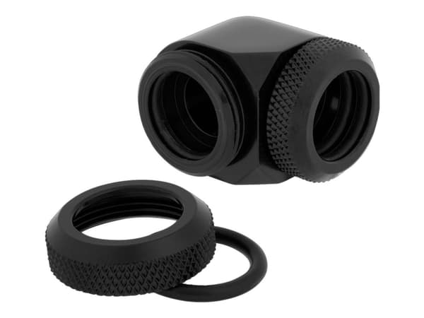 CORSAIR Hydro X Series XF Hardline 90° 14mm OD - Vätskekylsystem med vinklad montering - svart (paket om 2)