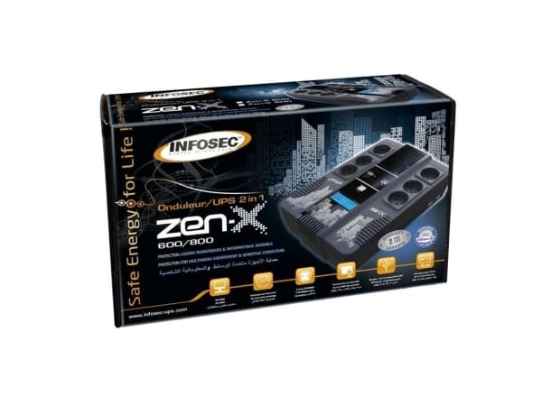 INFOSEC Zen-X - UPS - AC 220/230/240 V - 800 VA - enkeltfase - USB - utgangskontakter: 6